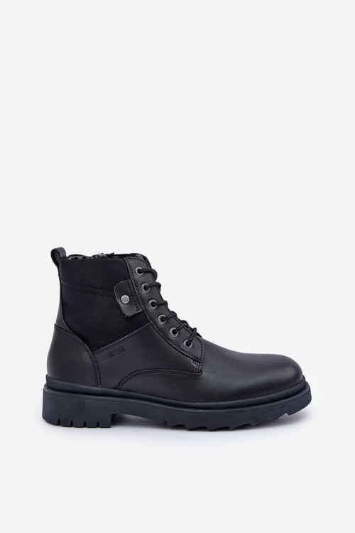 Kožené Zateplené Kotníkové Boty Pánské Big Star OO174166 Černé