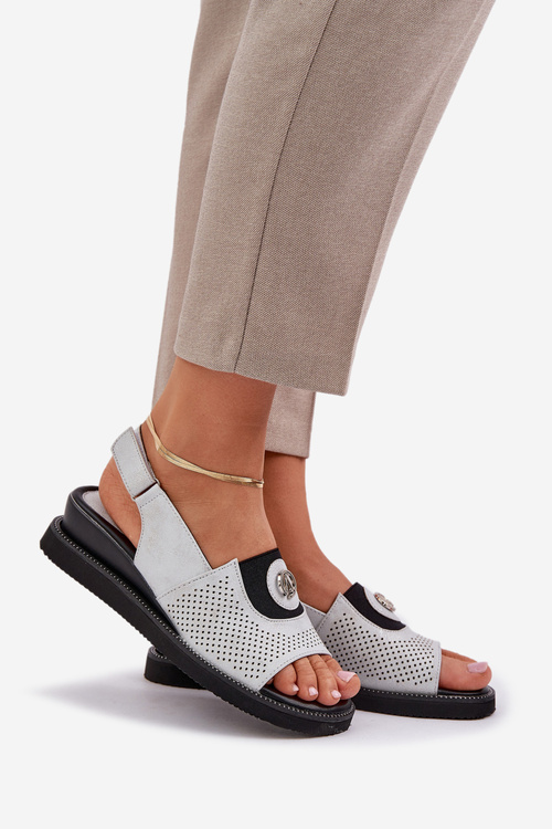 Dámske sandále na wedge strieborné Isnnoria