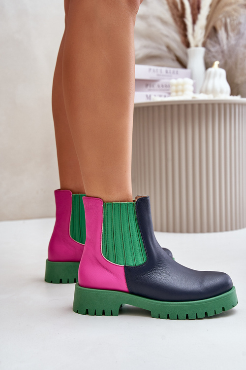 Dámské boty na plochém podpatku kožené Lewski 3611 multikolor