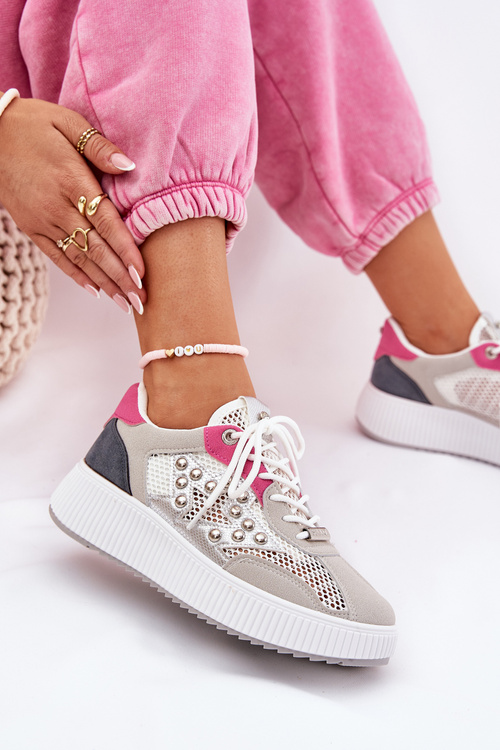 Dámské Sportovní Boty Se Síťovinou A Hroty Šedé Ogalda