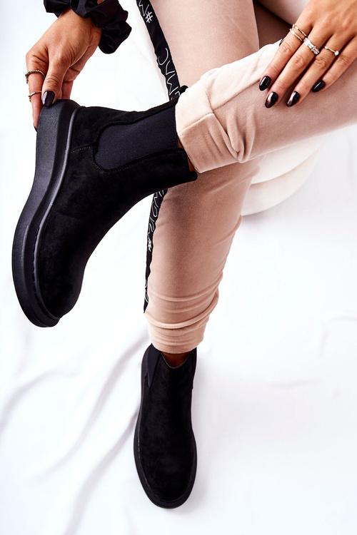 semišové šněrovací boty Platform Černé Marissa