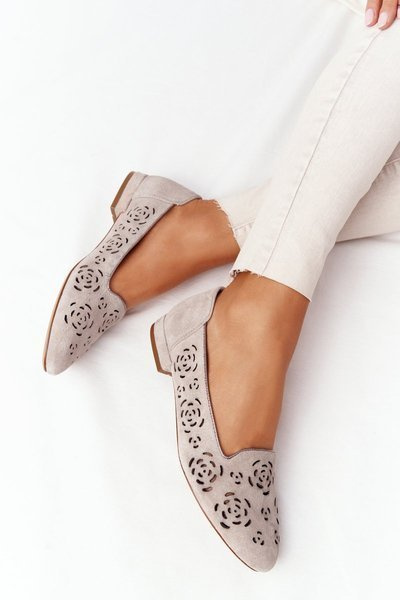 Openwork Sergio Leone BL627 cappuccino mokasy