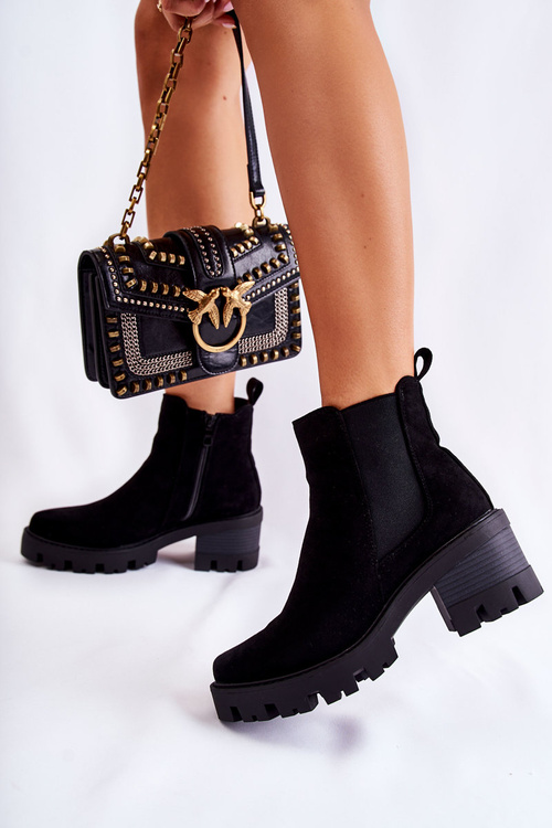 Teplé dámské kozačky na zip v Černá Lenaris