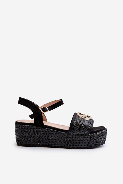 Dámske sandále na platforme s čiernym plstením Esalena
