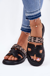 Kožené Dámske Sandále S Pásikom Leopard Vinceza 66769 Čierne