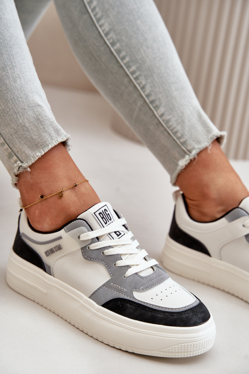 Dámske Nízke Tenisky Z Eko Kože Big Star OO274028 Biela-Šedá