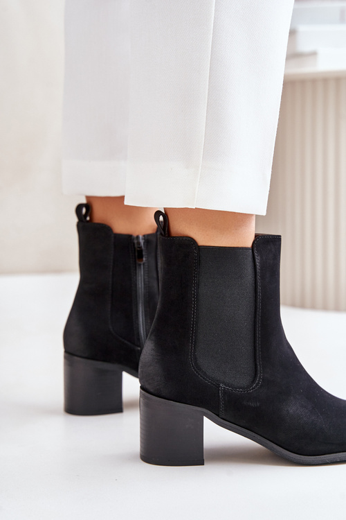 Zateplené dámské boty na podpatku černé Radeya