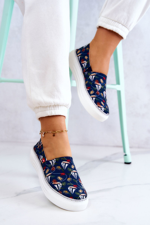 Dámské tenisky nazouvací Memory Foam Big Star JJ276016 Námořnická modrá