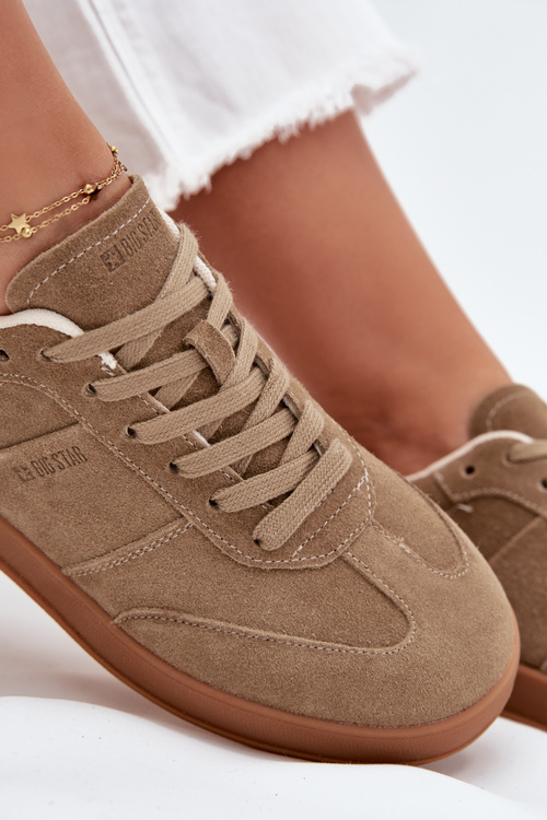 Dámské semišové sneakersy Big Star SS274675 HI-POLY SYSTEM Béžové