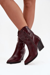 Dámske kožené čižmy na opätku v štýle kovboj Bordové Sorelia