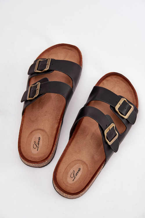 Dámske Šľapky Na Korkovej Platforme S Prackami Čierne Vesina