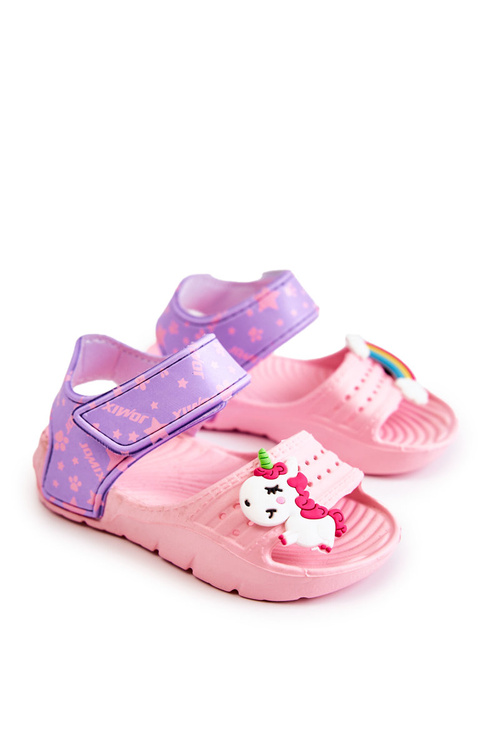 Detské ľahké sandále s dekoráciami ružovo-fialové trusty