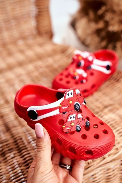 Dětské žabky Pěnové Kroks červené Auto Bruno