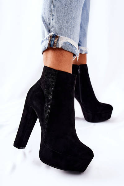 Sužné topánky s vysokým obsahom semišov čierna sarsea