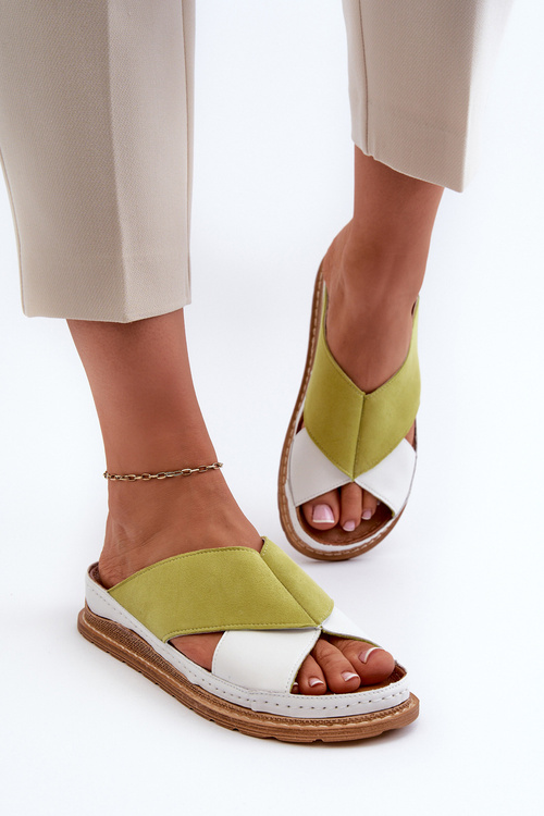 Kožené Profilované Papuče Maciejka 04986-11 Limetkové