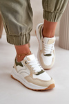 Dámske Sneakersy Na Platforme Z Eko Kože Béžovo-Zelené Issatta