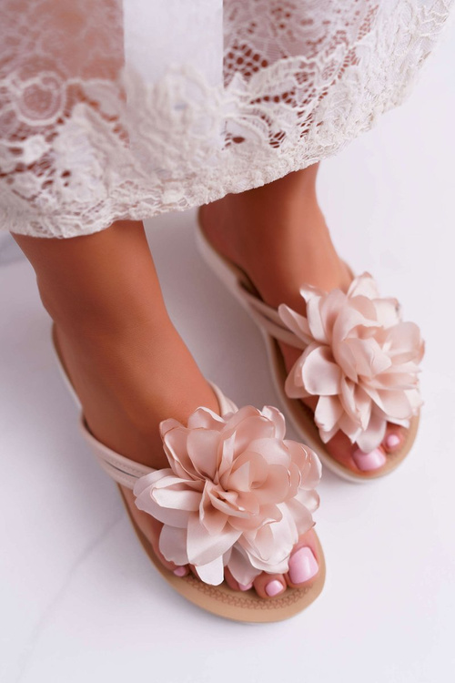 Dámske šedé flip -flops flip -flops kvetinové ddemos