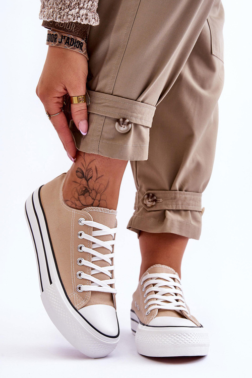 Ženské tenisky na masívnej platforme béžová embry