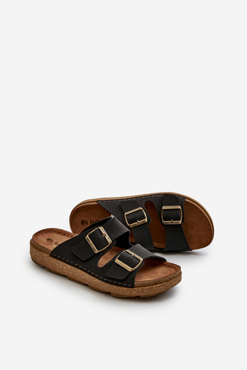 Lehké pohodlné pánské sandály s přezkami Inblu MT000016 Černé