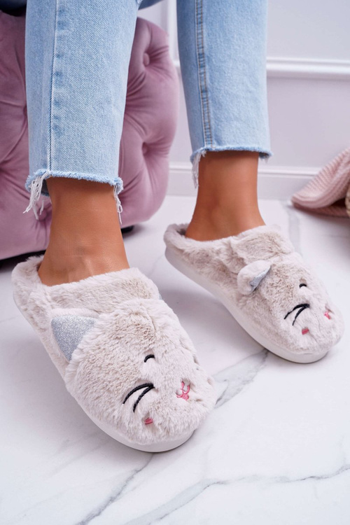 Dámské pantofle kočka s ušima bílé Sleppyhead