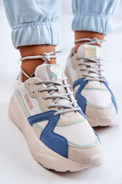 Dámska teniská pamäť pena veľká hviezda jj274600 béžová modrá