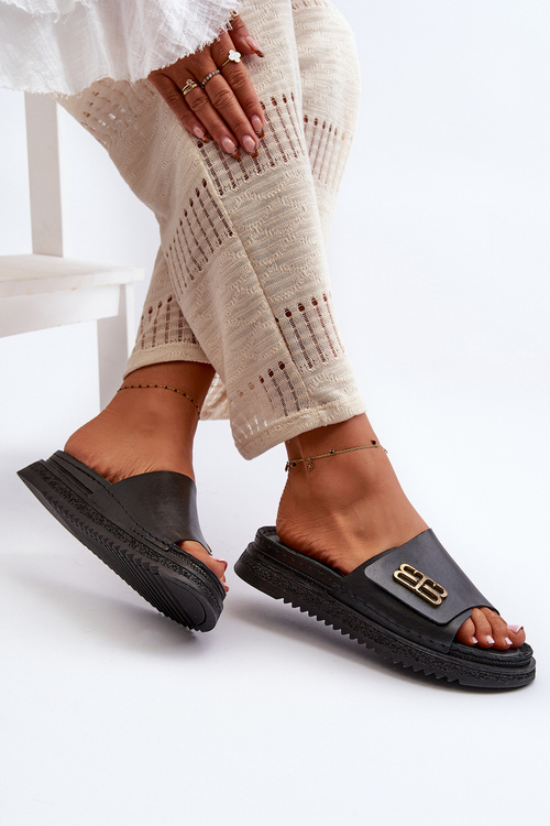 Zazoo 50101 Dámske Kožené Platformové Sandále Čierne