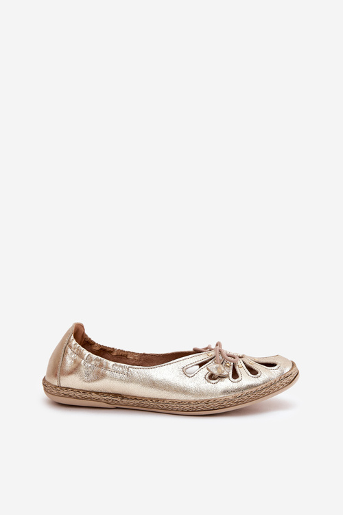 Ploché baleríny z prírodnej kože Zazoo 10179 zlaté