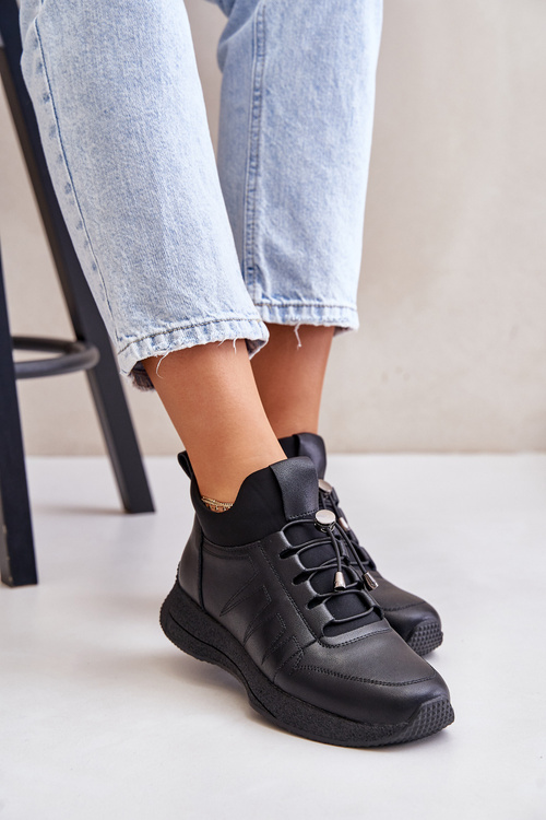 Zateplené Sportovní Kožené Boty Na Zip Černé Artiker 55C0041