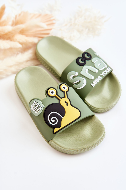 Lehké dětské pantofle zelené Snail