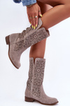 Suede Openwork Boots Lewski 3366/2 Cappucino