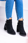 Dámske čierne topánky na stĺpiku s Buckle Suede Evoret