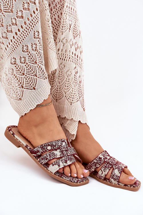 Zdobené Plátené Sandále Bordové Anniles