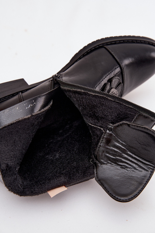 Zateplené dámské kotníkové boty na ploché podrážce s ozdobnými květinami černé Pravienne