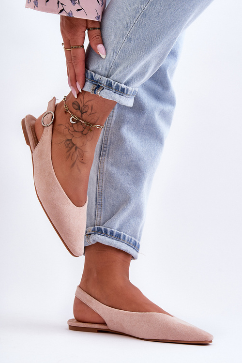 Dámske semišové baleríny ružová Kenra