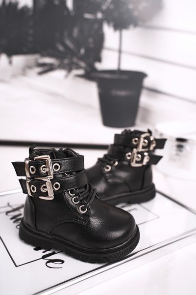 Dětské Boty Izolované Kožešinou Černé Valentina