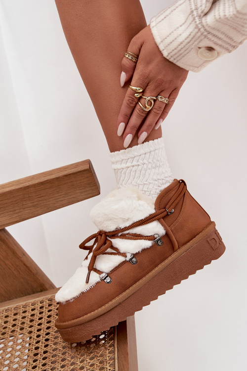 Nízke snehule na platforme s kožušinou D.Franklin DFSH370011 Camel