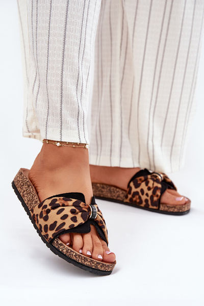 Dámske sandále na korkovej platforme leopard Mevuna