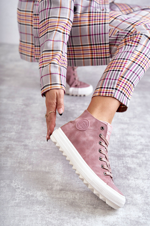 Dámské Tenisky Big Star Vysoké Zateplené Růžové EE274113