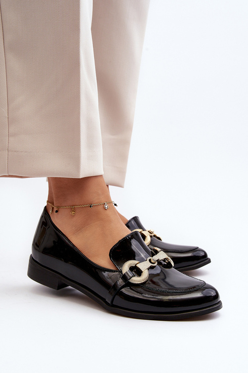 Zazoo 2880 Dámske Lakované Mokasíny S Ozdobou Čierne