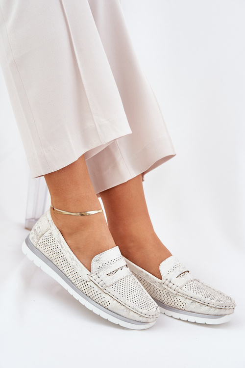 Dámské mokasíny z eco kůže stříbrné Bralithia