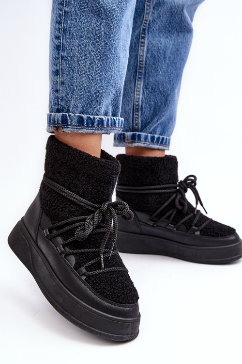 Dámske snehové topánky na platforme čierna Ahatissa