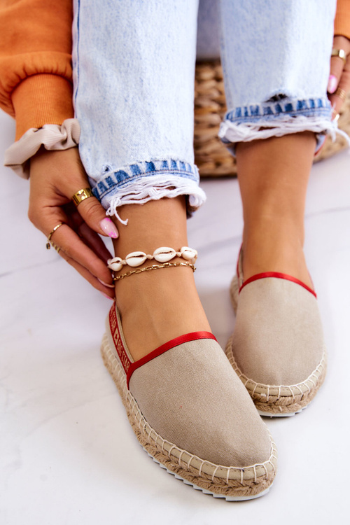 Materiály espadrilles zapôsobia na veľkú hviezdu jj274879 béžová