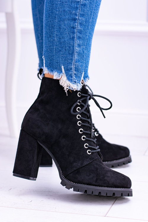 Lu Boo Black Suede topánky na stĺpe Halsey Rinestant