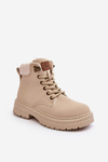 Kožené dámske kožené turistické topánky s jasnou béžovou ovčou kožou Lynnvia