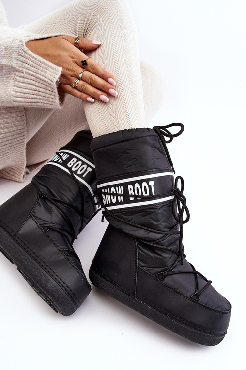 Dámske vysoké snehové topánky čierna venila