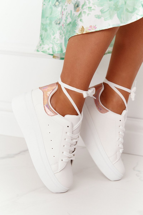 Dámská Sportovní Obuv Sneakers Na Platformě Bílé-Zlaté Shine Bright