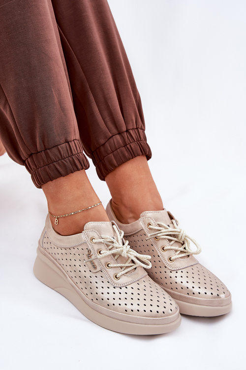 Dámské Kožené Sportovní Tenisky Zlaté Brumia