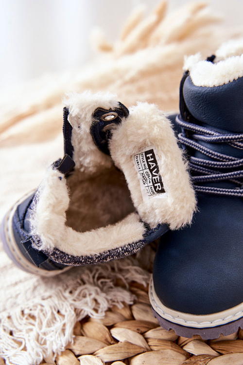 Dětské Zateplené Boty S Kožešinou Tmavě Modrá Estee