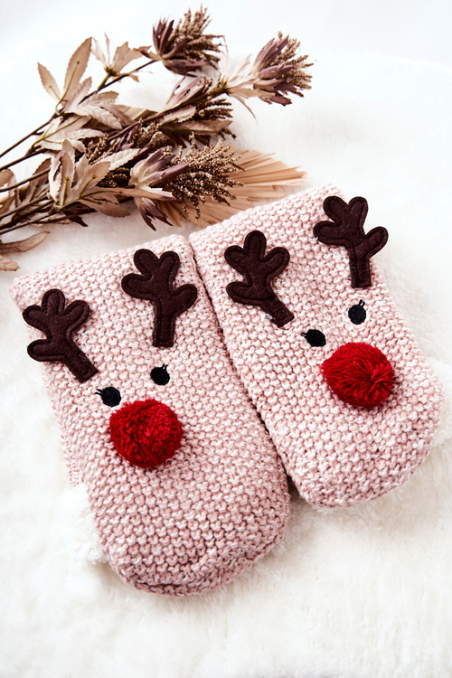 Vánoční dlouhé ponožky Sobi Světle růžová