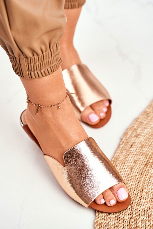 Dámske ploché klapky ružové zlato Mimios